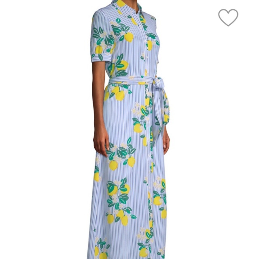 Draper James Lemon Striped Maxi Shirt Dress Sz 14